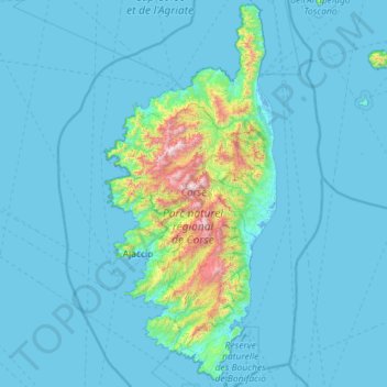 Corsica topographic map, elevation, terrain