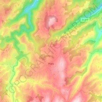 Plats topographic map, elevation, terrain