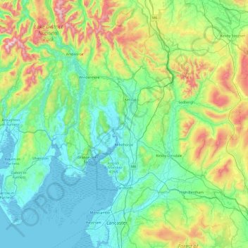 South Lakeland topographic map, elevation, terrain
