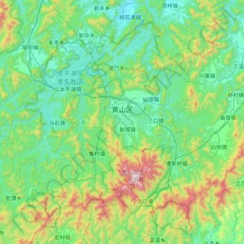 Huangshan topographic map, elevation, terrain