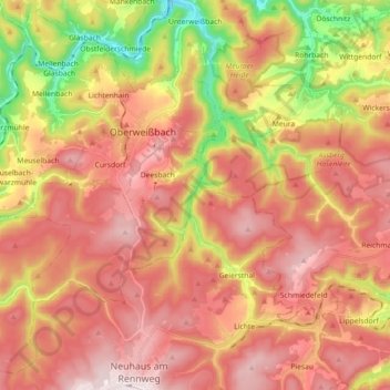 Lichte topographic map, elevation, terrain