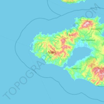 Λέσβος topographic map, elevation, terrain