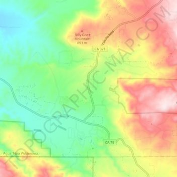 Aguanga topographic map, elevation, terrain