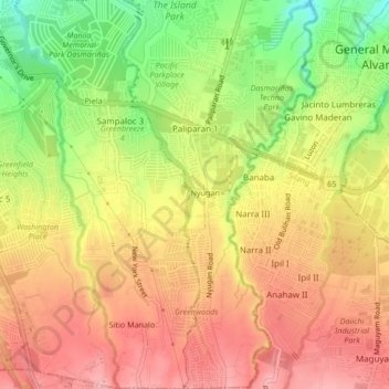 Paliparan 1 topographic map, elevation, terrain