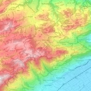 Oberegg topographic map, elevation, terrain