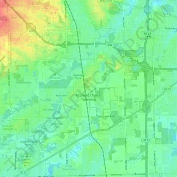 Pittsfield Charter Township topographic map, elevation, terrain