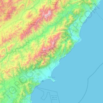 Kaikoura topographic map, elevation, terrain