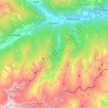 Ossana topographic map, elevation, terrain