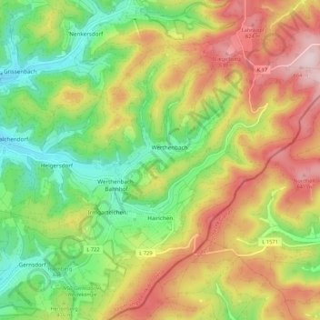 Hainchen topographic map, elevation, terrain