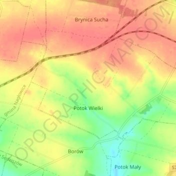 Potok Wielki topographic map, elevation, terrain