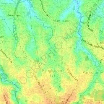 Rangkapan Jaya topographic map, elevation, terrain