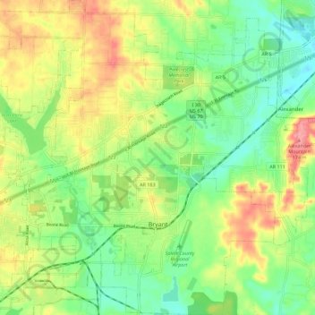 Bryant topographic map, elevation, terrain