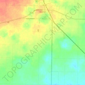 Dimmitt topographic map, elevation, terrain