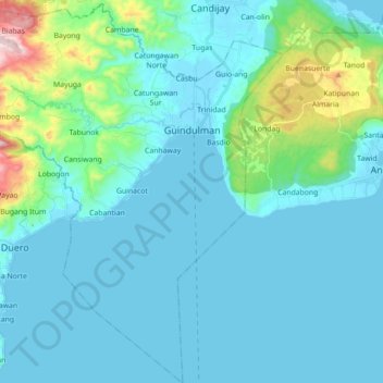 Guindulman topographic map, elevation, terrain