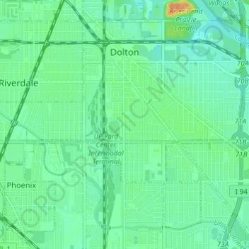 Dolton topographic map, elevation, terrain