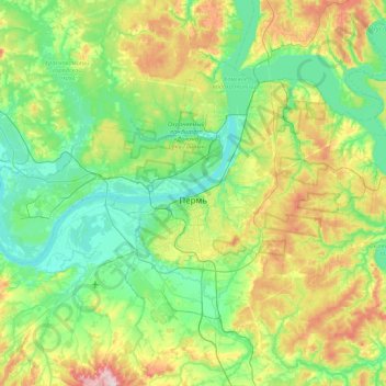 Stadtkreis Perm topographic map, elevation, terrain