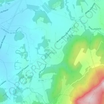Salettes topographic map, elevation, terrain