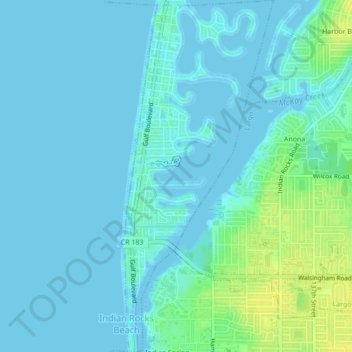 Indian Rocks Beach topographic map, elevation, terrain