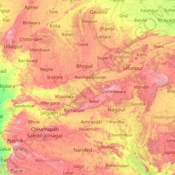 Narmada topographic map, elevation, terrain