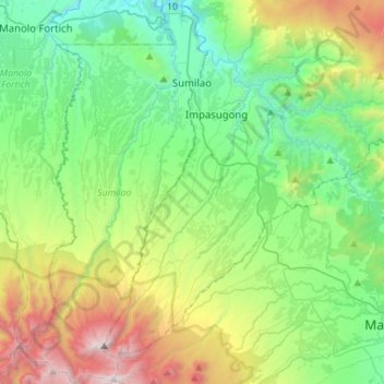 Sumilao topographic map, elevation, terrain