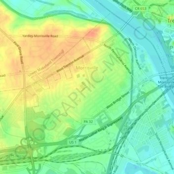 Morrisville topographic map, elevation, terrain