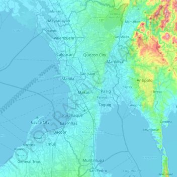 Metro Manila topographic map, elevation, terrain