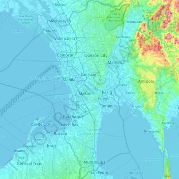 Metro Manila topographic map, elevation, terrain