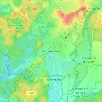 Saint-Germain topographic map, elevation, terrain