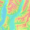Lake Hāwea topographic map, elevation, terrain