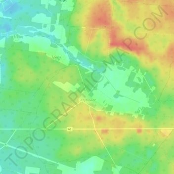 Grzybowce topographic map, elevation, terrain