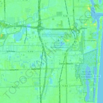 Dania Beach topographic map, elevation, terrain