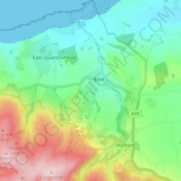 Kilve topographic map, elevation, terrain