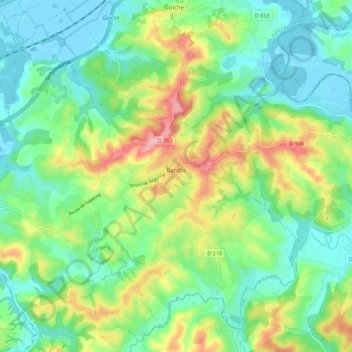 Bardos topographic map, elevation, terrain