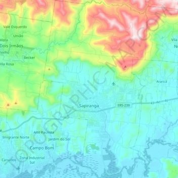 Sapiranga topographic map, elevation, terrain