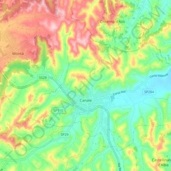 Canale topographic map, elevation, terrain