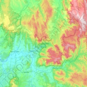 Yarra Ranges National Park topographic map, elevation, terrain
