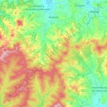 Waldzell topographic map, elevation, terrain
