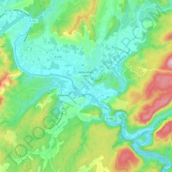 Vallon-Pont-d'Arc topographic map, elevation, terrain