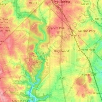 Ward 4 topographic map, elevation, terrain