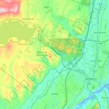 Town of Hurley topographic map, elevation, terrain