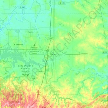 Williamson County topographic map, elevation, terrain