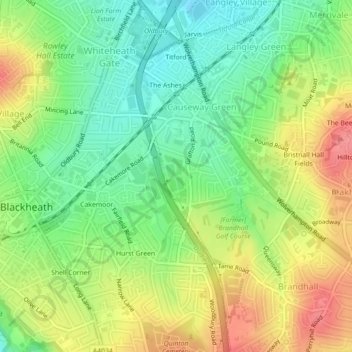 Causeway Green Park topographic map, elevation, terrain