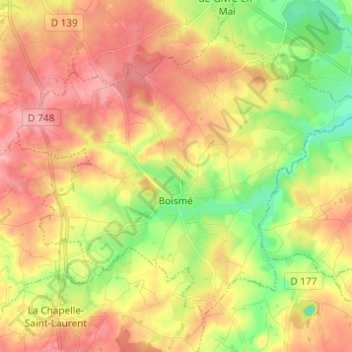 Boismé topographic map, elevation, terrain