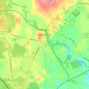 Somersworth topographic map, elevation, terrain