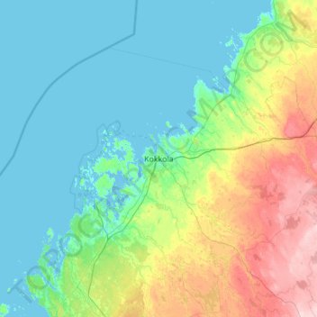 Kokkola topographic map, elevation, terrain