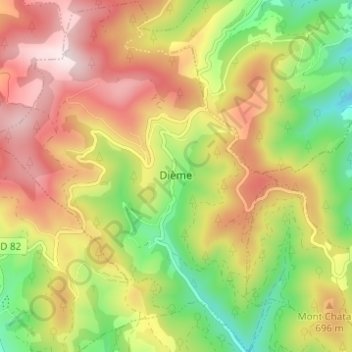 Dième topographic map, elevation, terrain