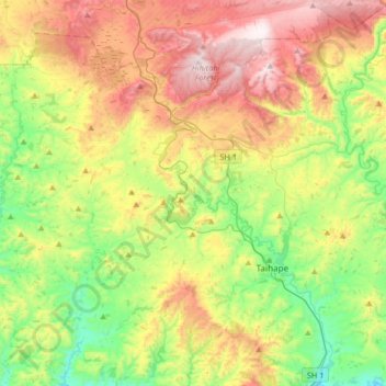 Hautapu River topographic map, elevation, terrain