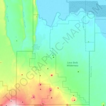 Lava Beds National Monument topographic map, elevation, terrain