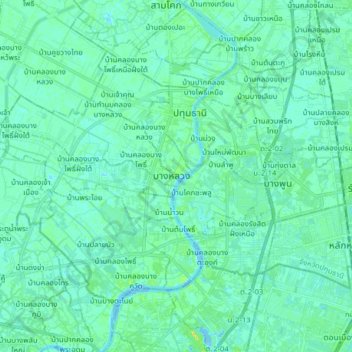 Mueang Pathum Thani District topographic map, elevation, terrain