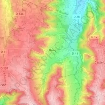 Burg topographic map, elevation, terrain